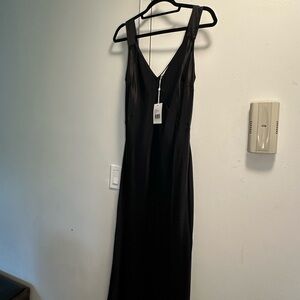 Ginia Black Sheath Maxi Dress V-Neck Sleeveless